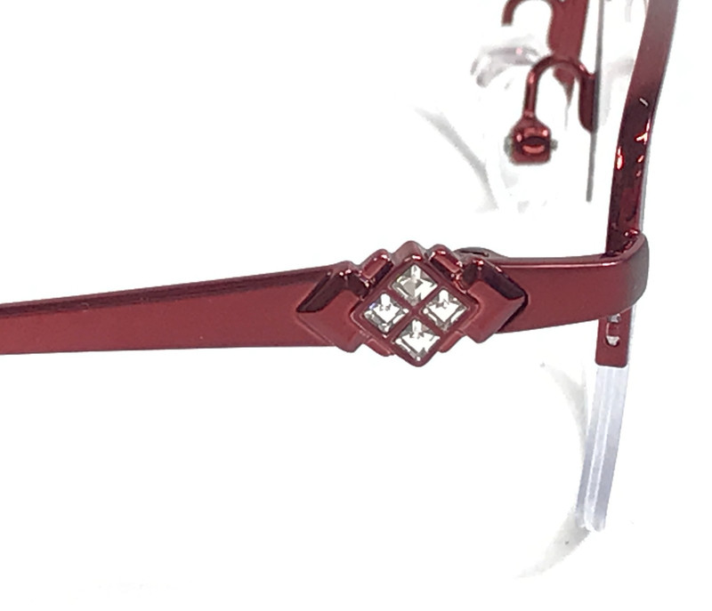 Tres Jolie Eyeglasses Frames 173 614 Shiny Red Rectangle Half Rim 53-17-135 gallery