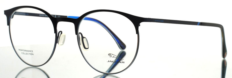 JAGUAR 33842 3100 Blue Silver Mens Round Eyeglasses 49-20-145 B:43