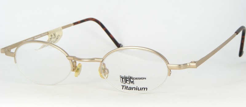 TFC DESIGN Mod 730 Col 102 GOLD EYEGLASSES GLASSES HALF RIM FRAME 44-20-145mm