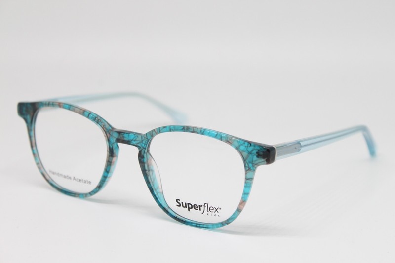 NEW SUPERFLEX SFK-249 S404 BLUE TEAL TORT AUTHENTIC DESIGNER EYEGLASSES 47-19