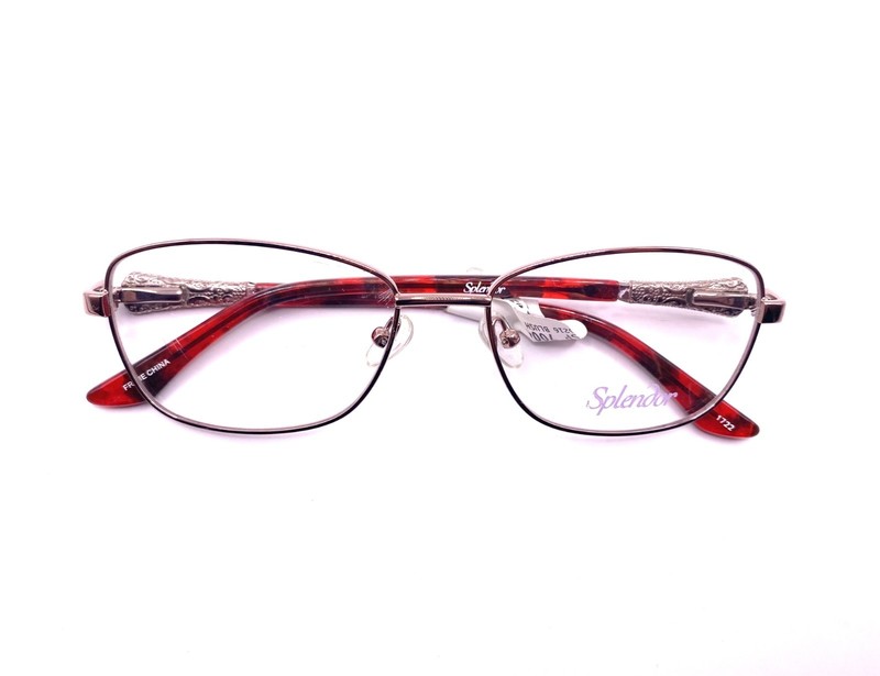 Splendor Eyeglass Frames SP 7004 BS Red Square Full Rim 52-16-135