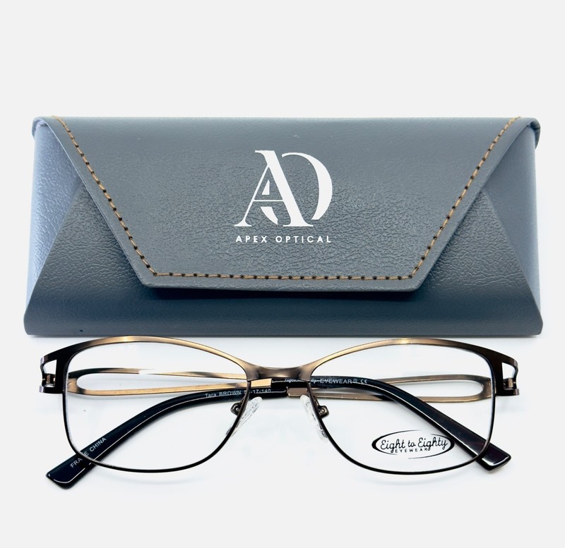 NEW EIGHT TO EIGHTY TARA BROWN Womens Semi Cat Eye Eyeglasses 53-17-140 B:35