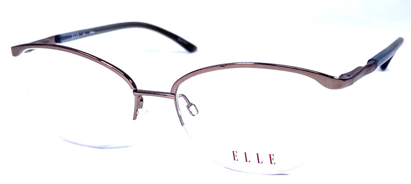 ELLE EL13502 NOS Light Brown Half Rimless 53-17-140 Eyeglasses Frame