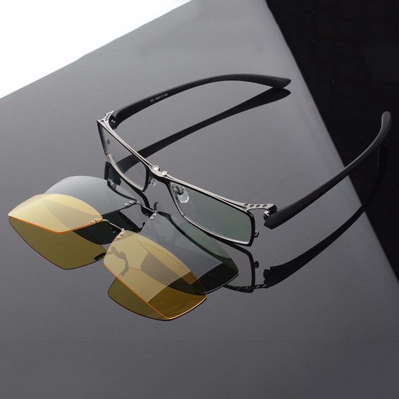 3-in-1 Magnetic Clip-On Eyeglasses for Men Industrial Frame Polarized Lenses gallery