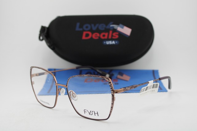 NEW FYSH 3753 M207 GOLD PURPLE ZEBRA GUNMETAL AUTHENTIC EYEGLASSES 54-16