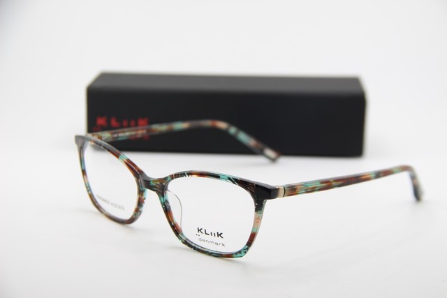 NEW KLIIK DENMARK 713 S416 GREEN BROWN MARBLE ACETATE AUTHENTIC EYEGLASSES 49-16