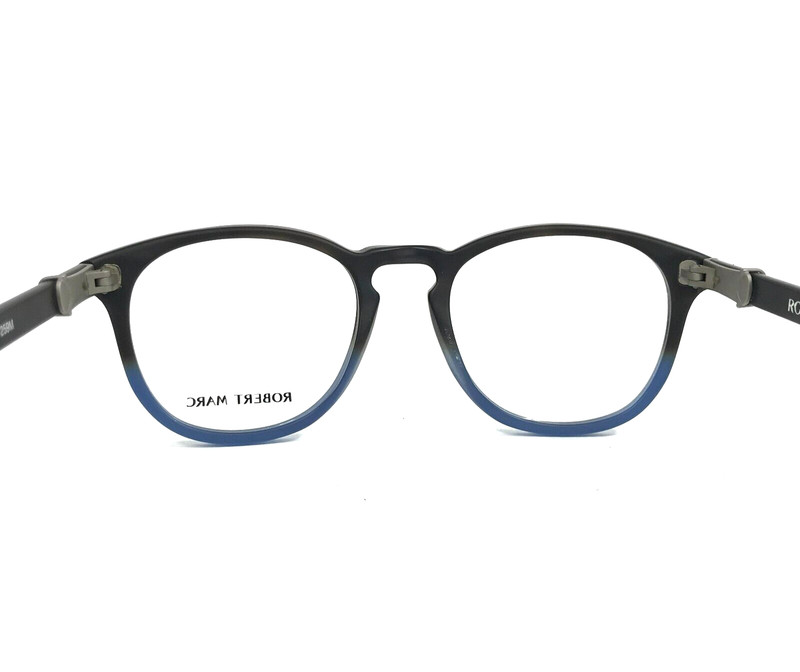 Robert Marc Eyeglasses Frames 830-259M Matte Black Pale Blue Round 45-19-140 gallery