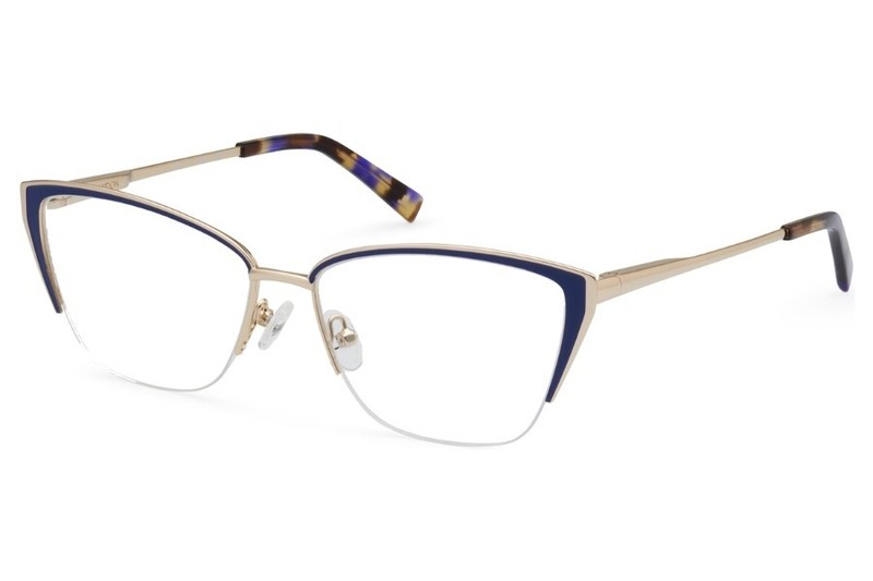 J. Landon JL5010 091 Gold/Blue Cat Eye Half-Rim Metal Eyeglasses Frame 5-15-140