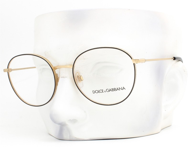 Dolce Gabbana Eyeglasses Glasses DG 1322 1334 Black on Gold Logo Rim w/case