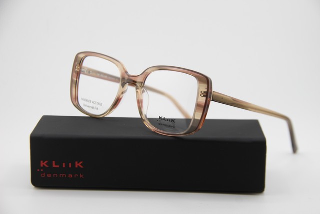 NEW KLIIK DENMARK 777 S414 CLEAR BROWN PINK HORN AUTHENTIC EYEGLASSES 48-19