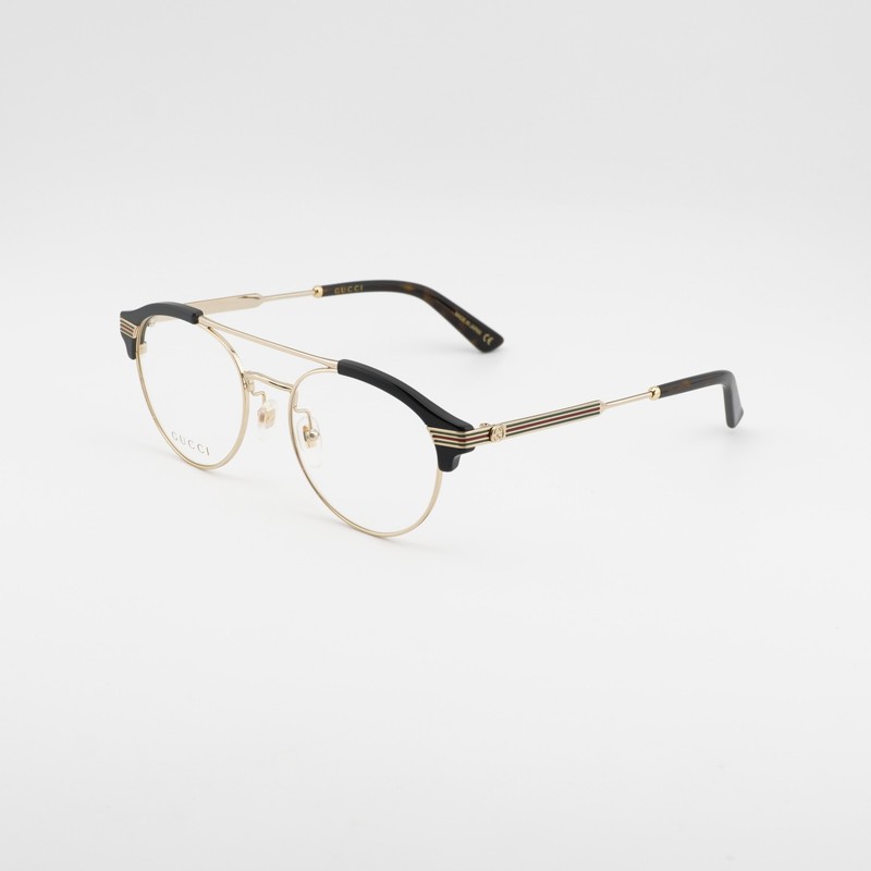 Gucci GG0289O 001 Black/Gold 51mm Eyeglasses New Authentic