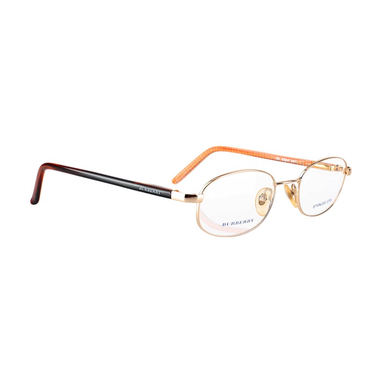 Glasses Burberry ’90s check brown gold oval frame ORIGINAL NEW