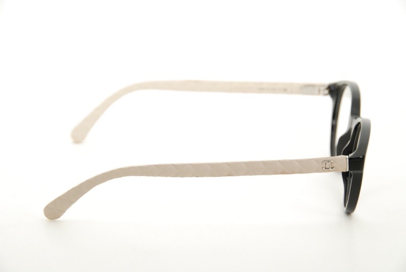 Rare Authentic Chanel 3289-Q c.817 47mm Black Beige Glasses Frames Italy gallery