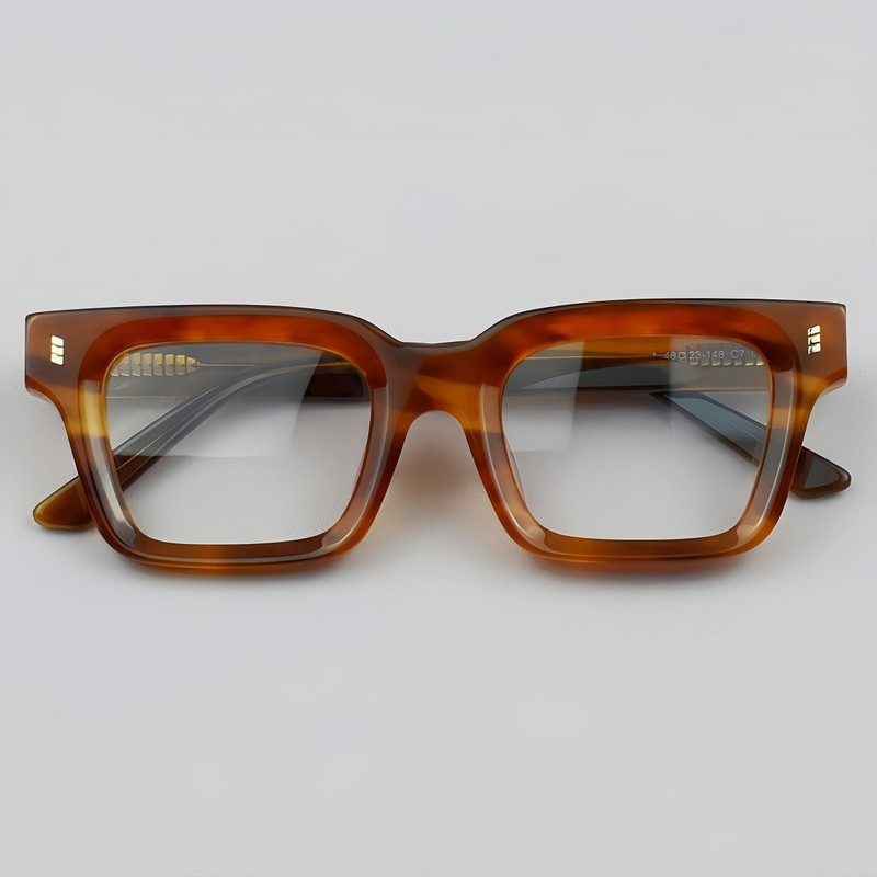 Thick Acetate Square Retro Eyeglasses Frames for Women Men 48 23 148mm Glasses gallery