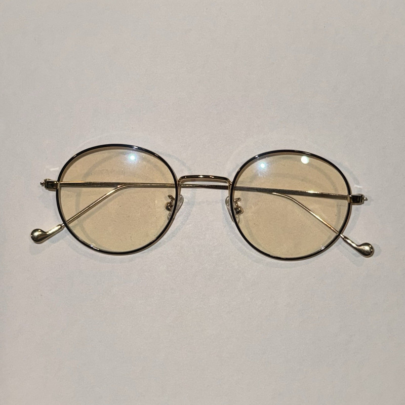 Round Full Rim Metal Eyeglasses Frames, Solid Gold, Unisex Adults