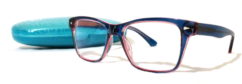 Zenni Optical Eyewear Blue plastic w/ pink accent eyeglass frame