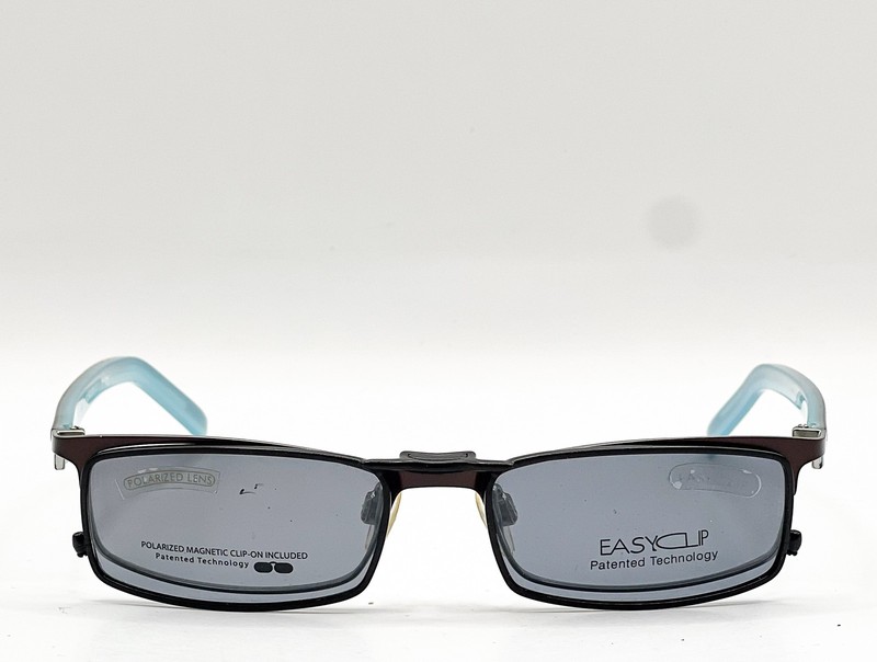 NEW EASYCLIP MOD O1050 20 SATIN DIM GREY SILVER EYEGLASSES W/ CLIP 49-16 gallery