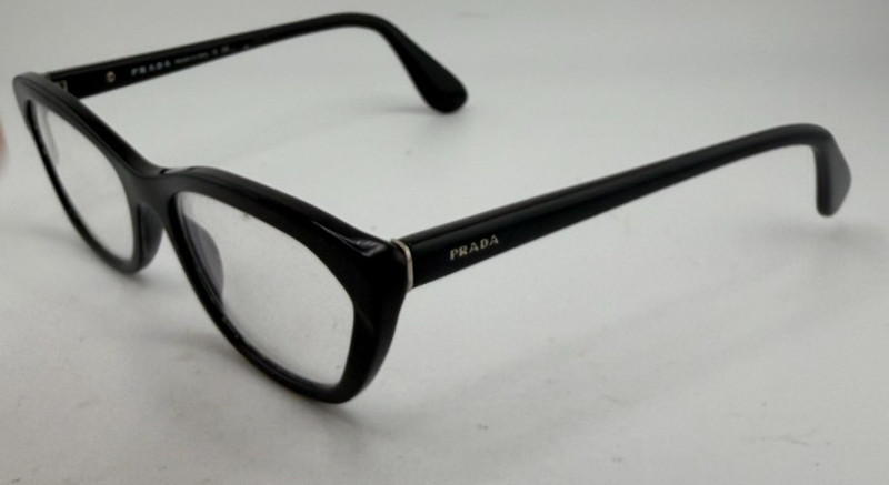PRADA EYEGLASSES FRAMES ONLY VPR03Q BLACK CAT EYE FULL RIM 54-18-140