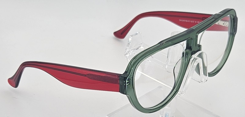 Round Eyeglasses Green Red Two Tone Acetate Frames 52-18-145 Retro Style R5