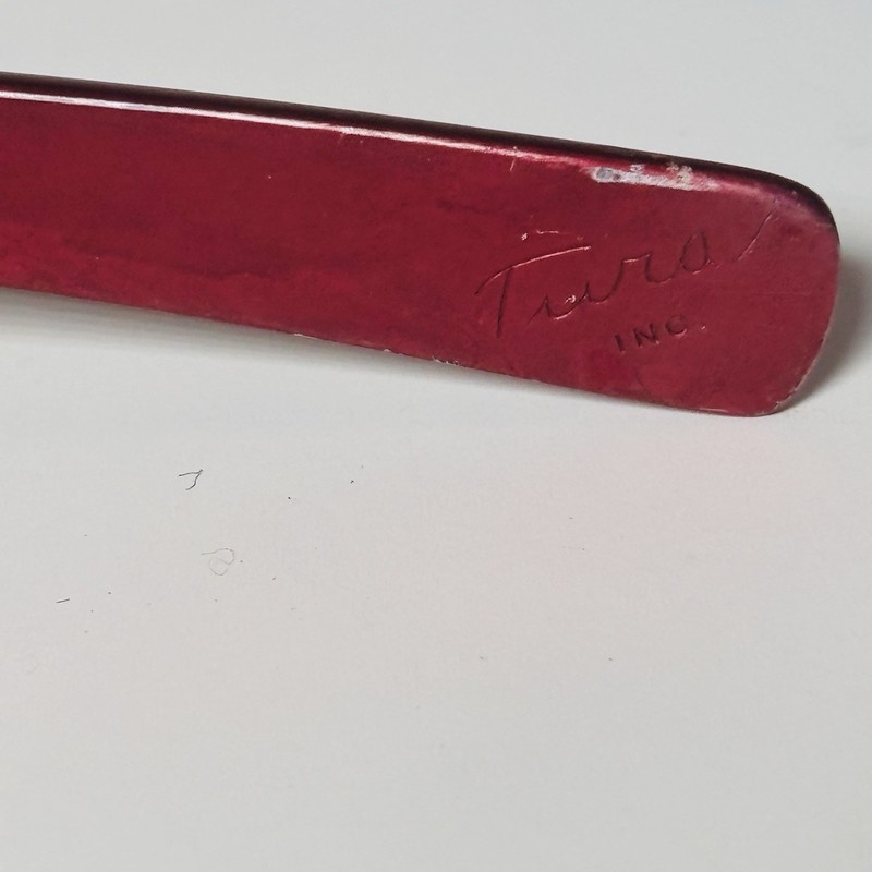 Vintage Turo Ind. Red Burgundy CAT EYE Eyeglasses Frames 46 22 USA Aluminum gallery