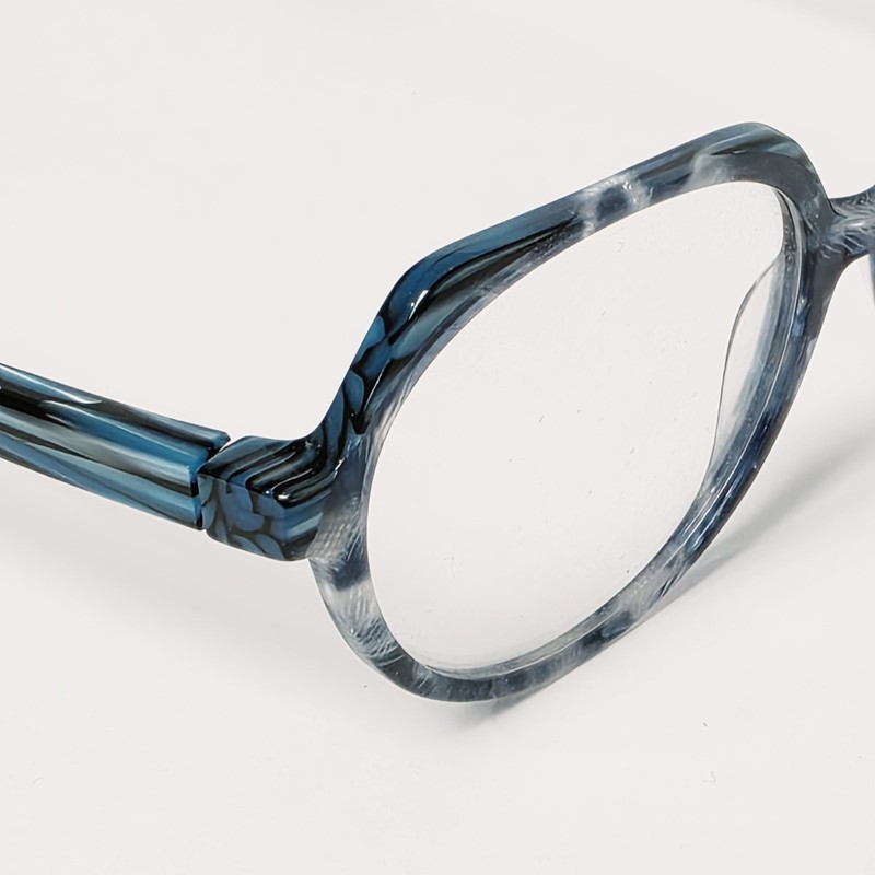 Charmossas Yoboki Flat Top / Round Women's Glasses in Blue Marble | Size: 51mm gallery