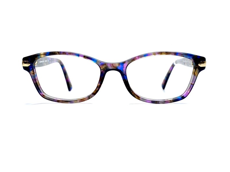 New Coach Purple Tortoise Confetti Rectangular Glasses HC6065 5288 49 17 135