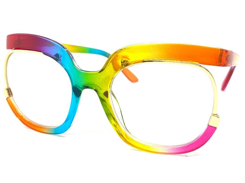 Oversized Vintage Retro Style Clear Lens EYE GLASSES Large Rainbow Optical Frame gallery
