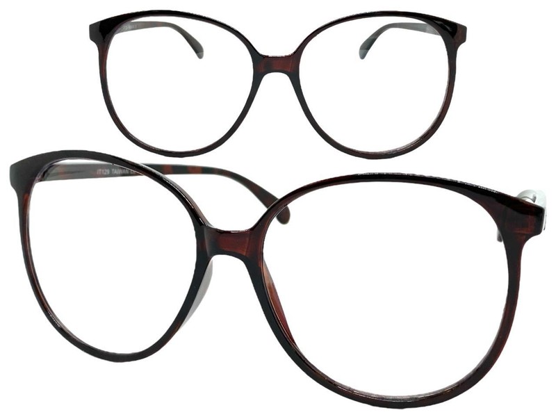 OVERSIZE Classic Vintage Retro Nerd Clear Lens EYE GLASSES Big Round Brown Frame gallery