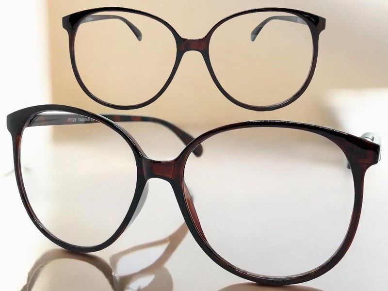 OVERSIZE Classic Vintage Retro Nerd Clear Lens EYE GLASSES Big Round Brown Frame