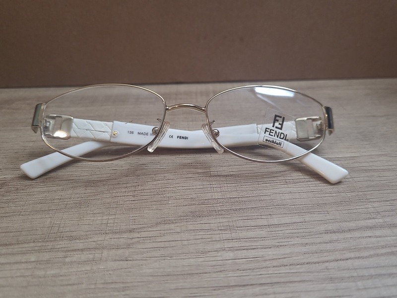 Fendi F784 718 Gold & White Eyeglasses Frames 51-16-135 EXTREMELY RARE gallery