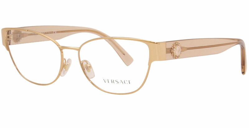 New VERSACE Eyeglasses MOD 1267-B 1412 53-15 140 Rose Gold Cat Eye Frame Crystal gallery