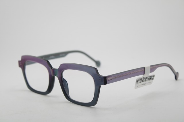 NEW L.A. EYEWORKS FAIRFAX 987 CLEAR TEAL GLITTER AUTHENTIC EYEGLASSES 46-20
