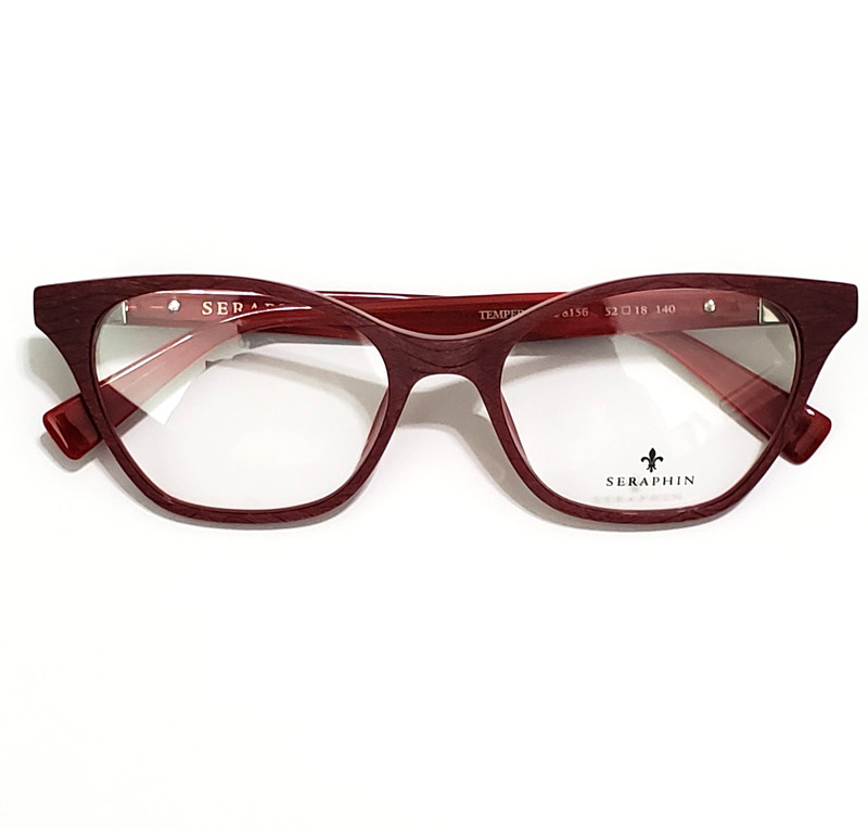 Womens Seraphin Redwood Designer Cat Eyeglasses Frames 52-18-140 Made In Japan gallery