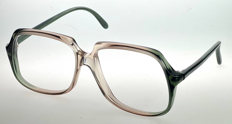 NOS! Vintage Bausch Lomb Pisces Big 1970's Green Fade Eyeglasses 56/14/135 #347 gallery