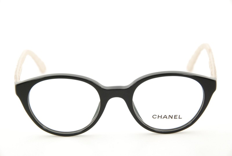 Rare Authentic Chanel 3289-Q c.817 47mm Black Beige Glasses Frames Italy