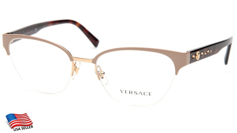 NEW VERSACE MOD 1255-B 1434 Beige Gold EYEGLASSES FRAME 52-18-140mm ITALY