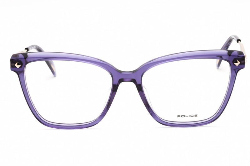 NEW Police VPLG28 06SC Shiny Transparent Purple 53mm Eyeglasses gallery