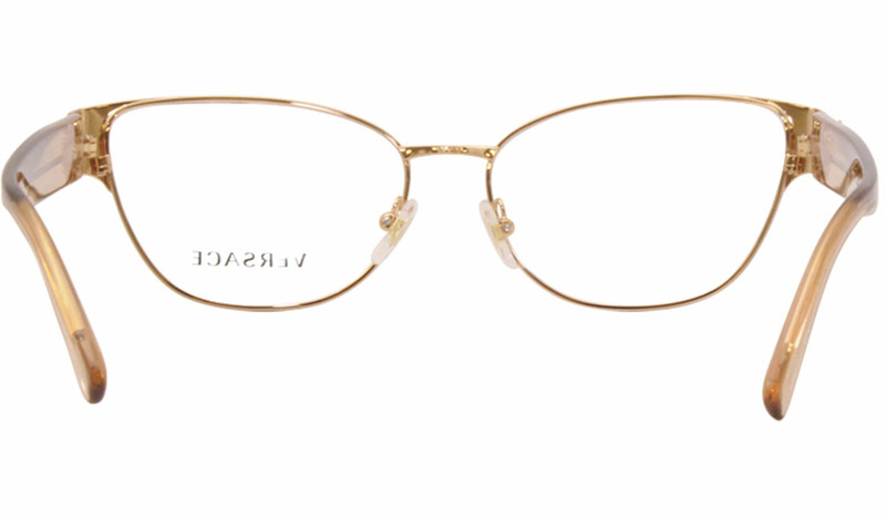 New VERSACE Eyeglasses MOD 1267-B 1412 53-15 140 Rose Gold Cat Eye Frame Crystal gallery