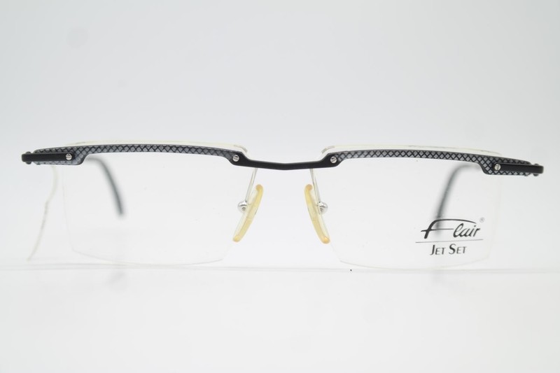 Vintage Glasses Flair JET SET 749 Black Silver Half-Rim Glasses Frame