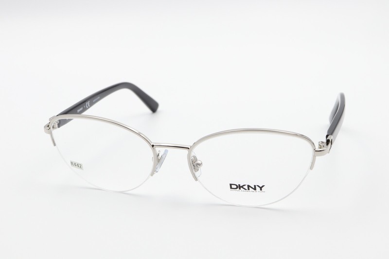 DKNY DY 5644 1002 Shiny Silver/Black 53-17-135 Half Rim Eyeglass Frames R442 gallery