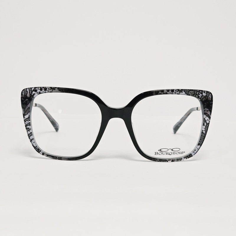 Bourgeois CH6923 Women’s Square / Cat Eye Glasses in Black Floral | Size: 52mm