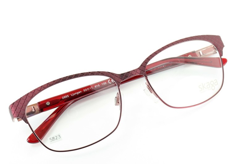 SKAGA 2665 LJUNGAN 615 Burgundy Red 53-17-135 Eyeglass Frames Flex Hinges S823