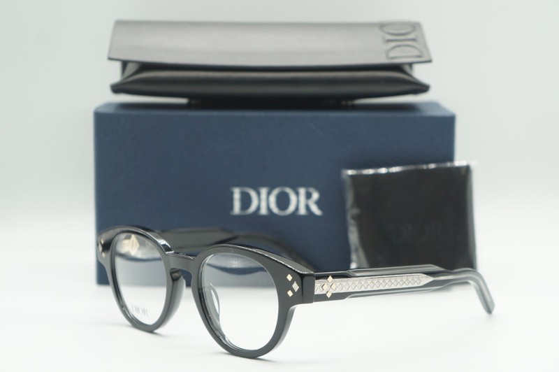 NEW CHRISTIAN DIOR CD DIAMONDO R1I 1000 BLACK CRYSTAL AUTHENTIC EYEGLASSES 48-21