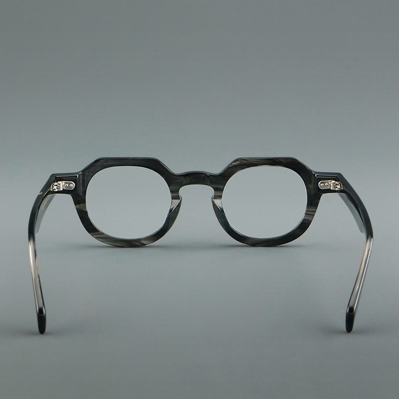 Retro Gray Oval Full Rim Deluxe Bold Acetate Rivet Eyeglass Frames Spectacles gallery