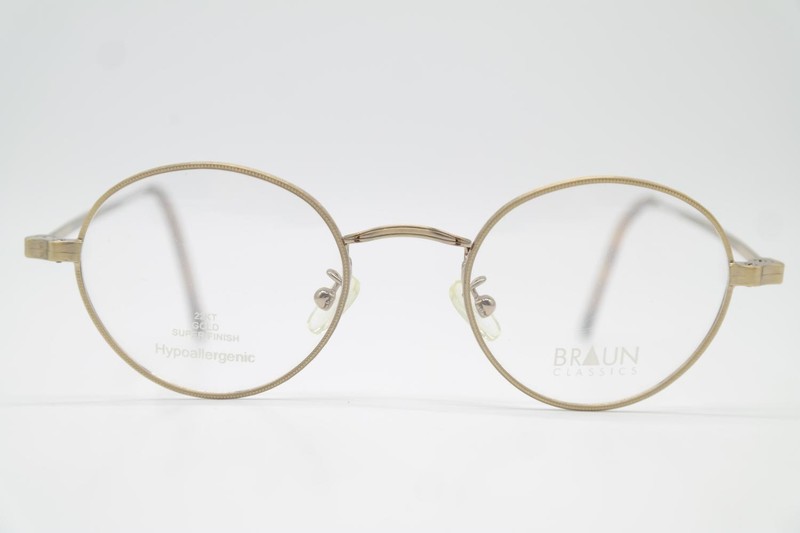 Glasses BROWN CLASSICS 1940 Gold Plated 22Kt Gold Oval Eyeglass Frame New