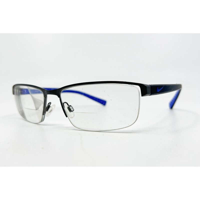 Nike Eyeglasses Mens Black Blue 8098 078 Semi Rimless 56-16-140