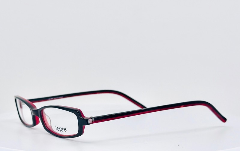 LEGRE LE-055 318 Black Red Unisex Rectangle Full Rim Eyeglasses 47-17-140 B:22 gallery