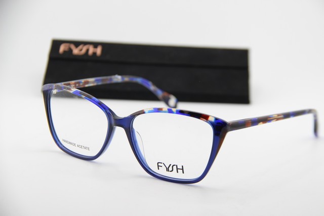 NEW FYSH 3739 S401 BLUE BROWN CLEAR ACETATE AUTHENTIC EYEGLASSES 54-15