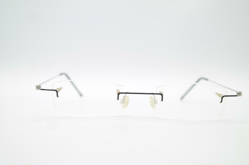 Vintage Toms Design Black Silver Rimless Glasses Frame NOS