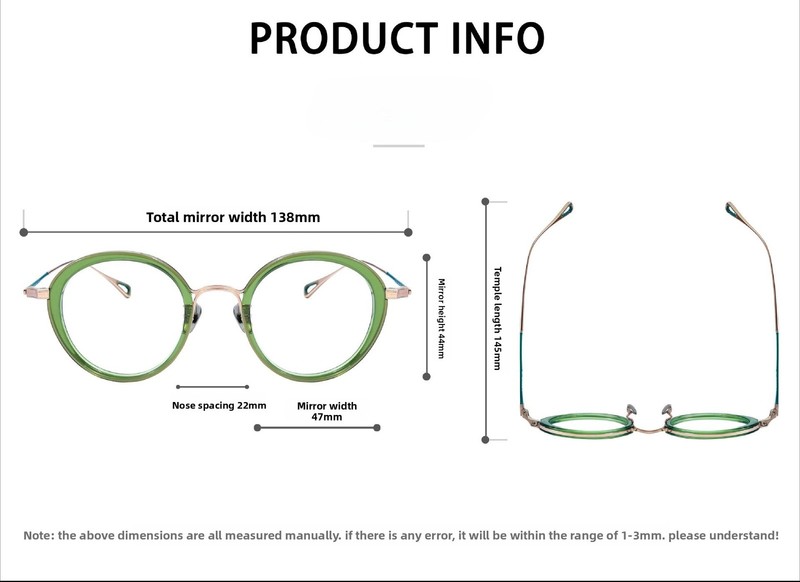 Retro Oval Acetate Pure Titanium Deluxe Full Rim Eyeglass Frame Men Women 47MM gallery